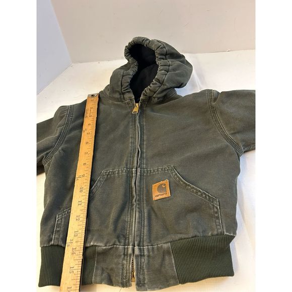 Carhartt boys 4t jacket USA green quilted interior rn#14806 hoodie - Picture 11 of 11